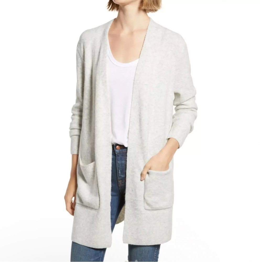 Madewell Gray Kent Cardigan Sweater Long Coziest Alpaca Yarn Merino Wool Sz S